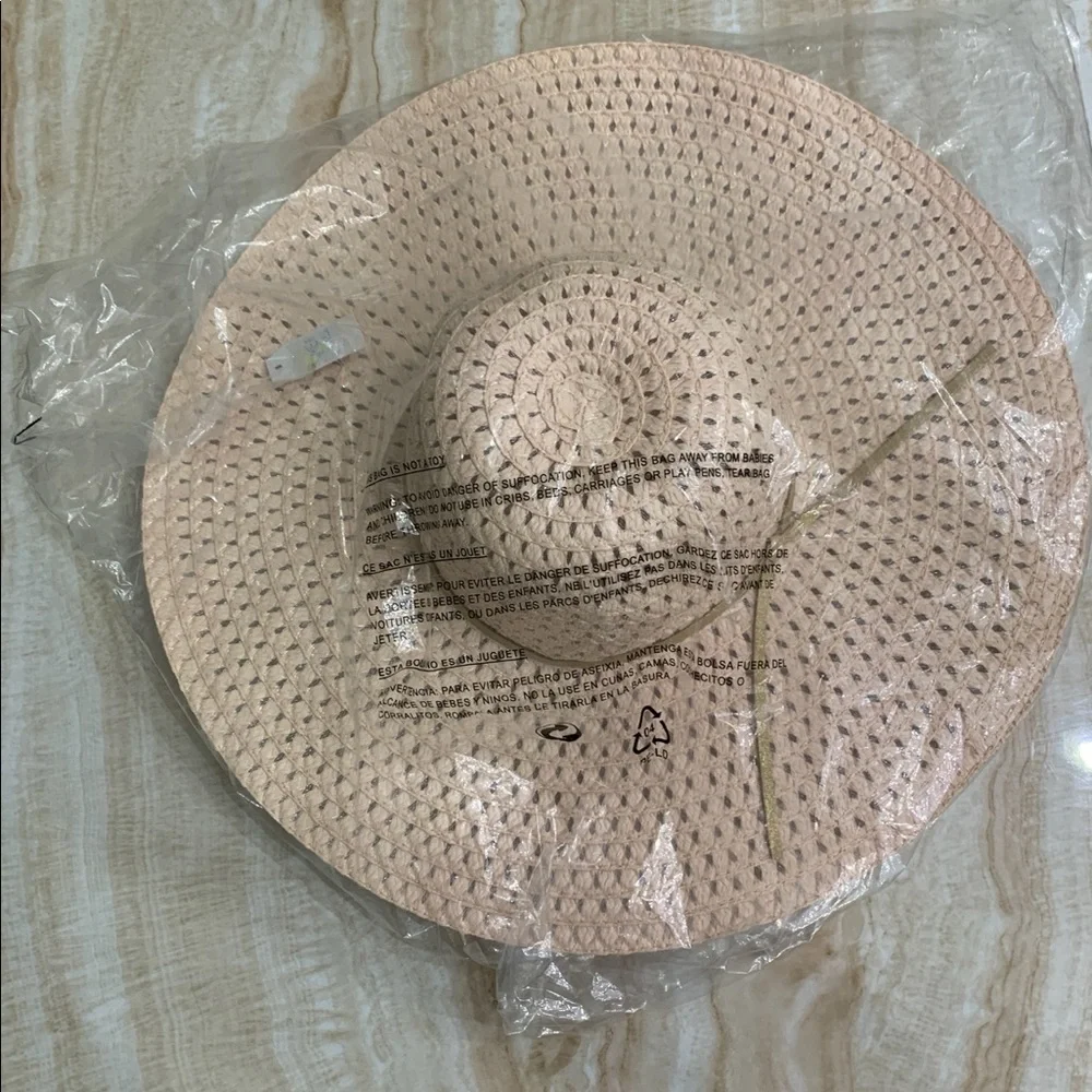 NWT pink blush floppy straw hat